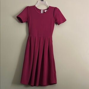 LuLaRoe Wine Pleated Puff Sleeve Dress Size XXS